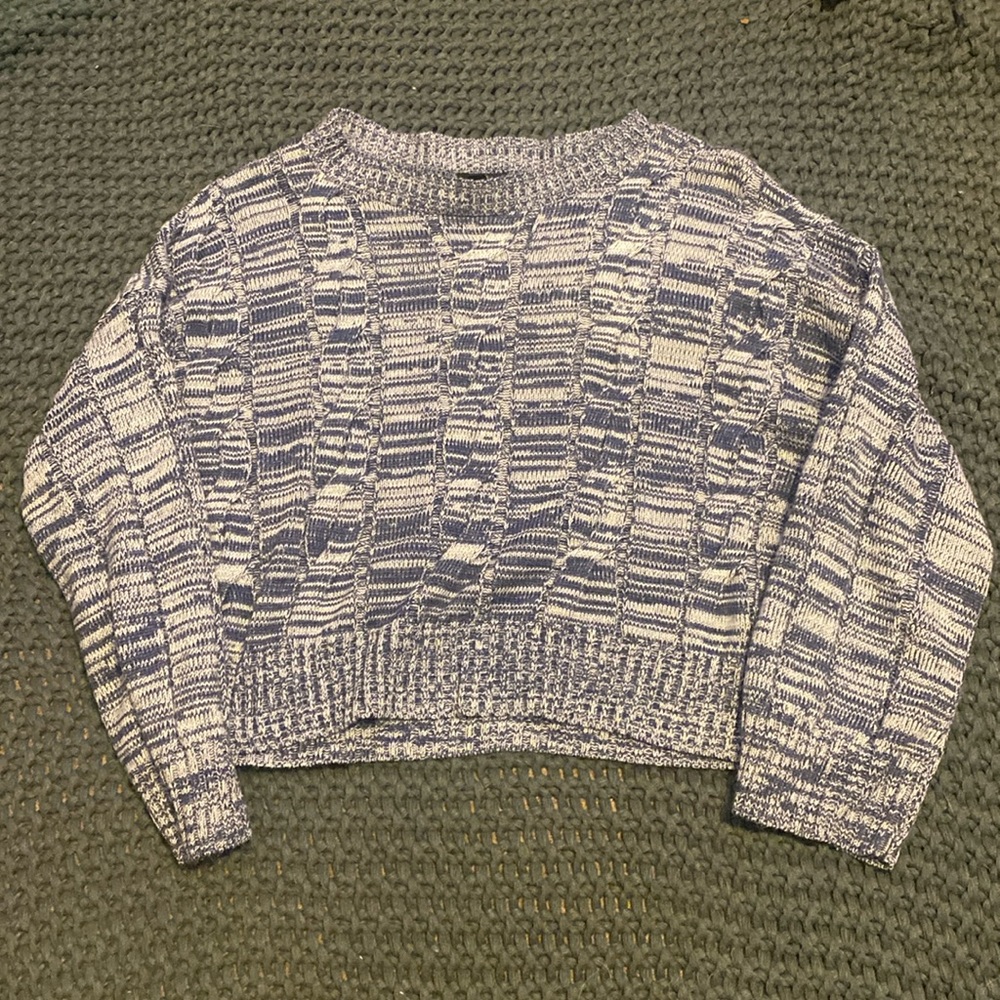 Cute a.n.a sweater with blue and grey designs  in a Medium, true to size